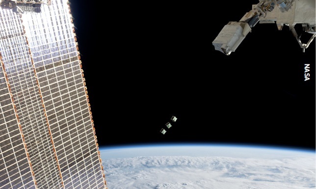 Thousands of the satellites orbiting Earth are small, like the BIRDS-3 project CubeSats seen here being released