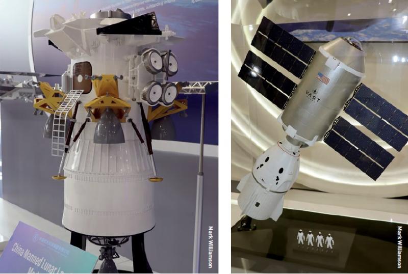 A 1:10 model of a China manned lunar lander with attached lunar rover