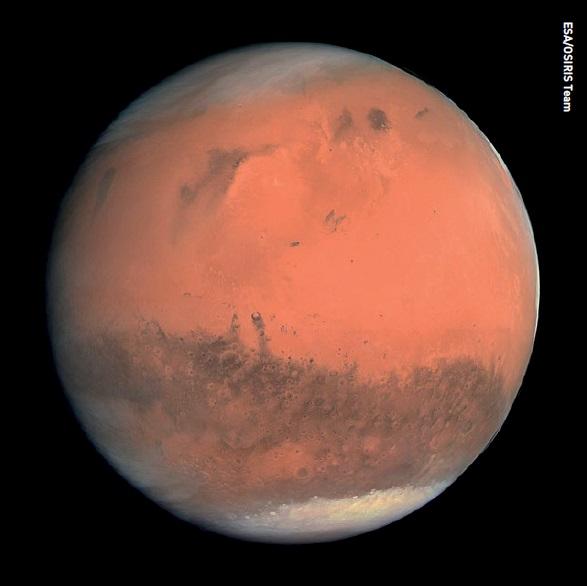 The first true-colour image of Mars generated using the orange (red)
