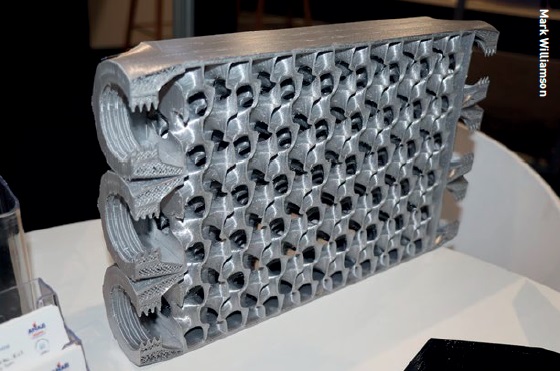 3D printed heat exchanger on display at FIA 2024.