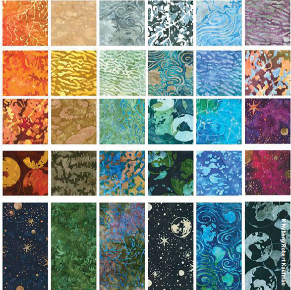 The second range of fabrics to come from Karen Nyberg’s ISS photographs is the Orbital Sunrise Artisan Batiks collection.