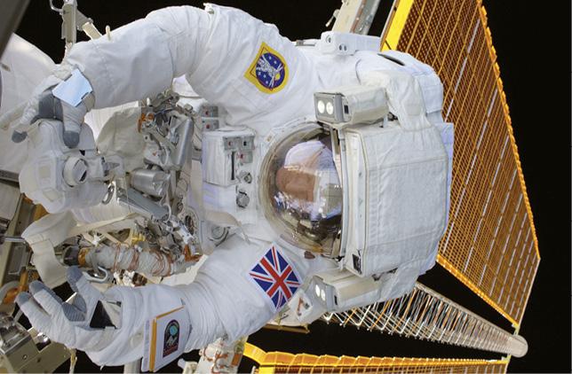 Astronaut Tim Peake during his four hour and 43-minute spacewalk to replace a failed power regulator