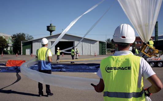 B2Space launching a stratospheric balloon from the military airfield of León, France, in September 2024.