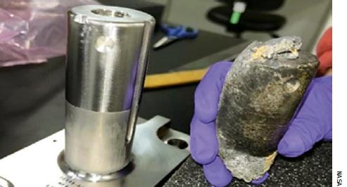 Close-up of the debris compared to a pristine version