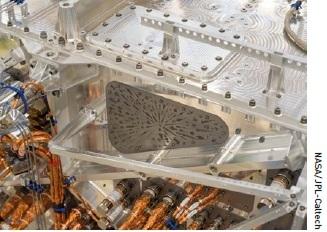 Europa Clipper’s Vault Plate is made of tantalum metal about 1 mm thick, 7 inches (18 cm) tall and 11 inches (28 cm) wide.