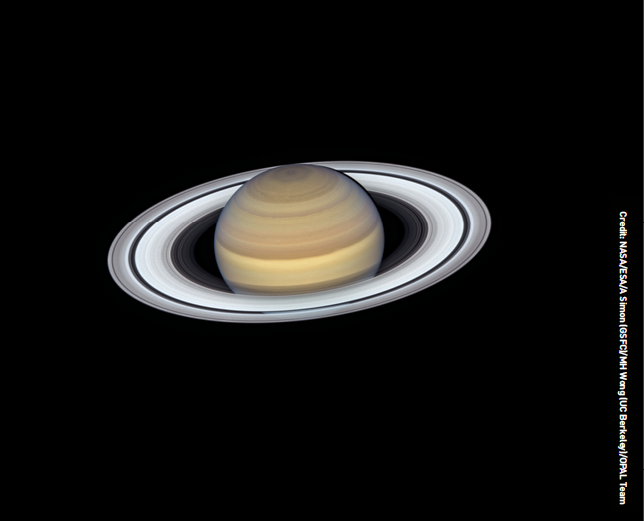 Saturn has an extensive ring system made up of ice particles, rocks and dust.