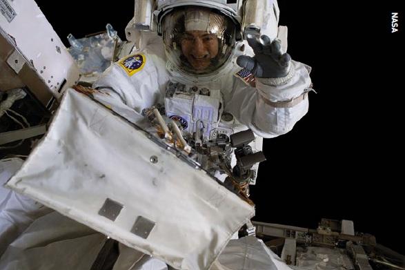 A spacewalk can be fun, as this image of NASA’s Jessica Meir shows
