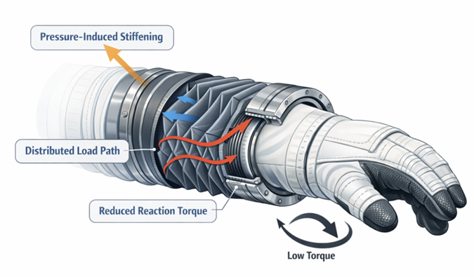 Illustration of an advanced spacesuit wrist joint using origami-inspired folded structures