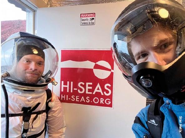 Star Helix directors Mason Robbins and Natasha Nicholson testing heart rate variability in different spacesuits