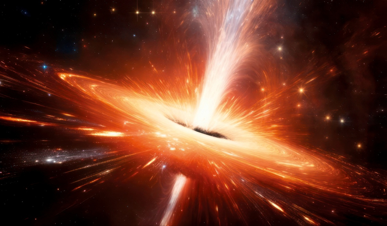 The central object in a spiral galaxy is, conventionally, a super-massive black hole, surrounded by an accretion dish.