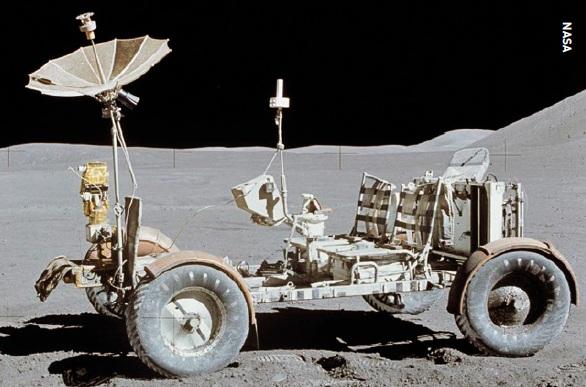 The real Apollo 15 lunar rover, one of three still parked on the Moon.