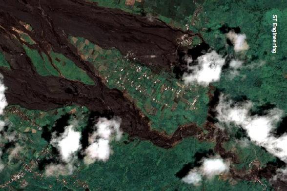 Extensive damage near Sumberwuluh village in Indonesia captured by one of ST Engineering’s EO satellites after Mount Semuru erupted in December 2022.