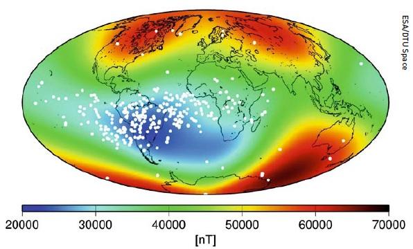 The ‘South Atlantic Anomaly’ refers to an area where our protective shield is weak.