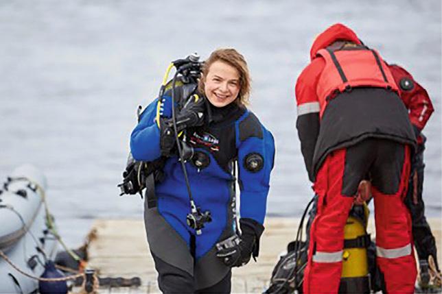 The author, Christina Daumann, after a dive at the White Sea Biological Station.
