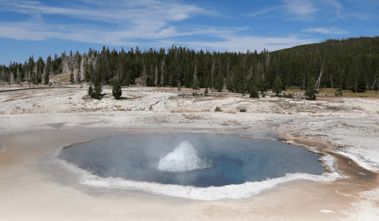 Hydrothermal lake in Yellowstone National Park, USA.