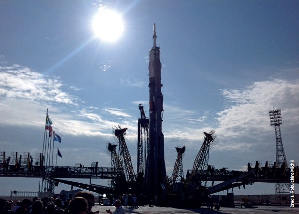 The Soyuz TMA-17M rocket waits for launch