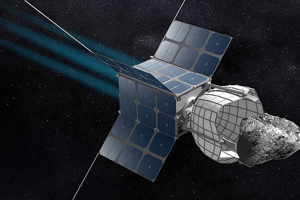 Artist’s concept of DSI’s Dragonfly - its job is to capture an asteroid and retrieve small samples for study and processing